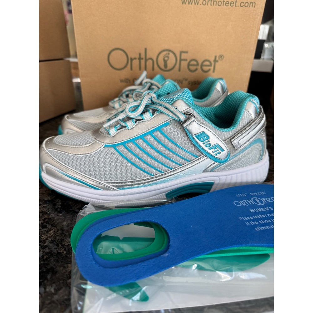 Orthofeet Verve 975 Turquoise Silver Orthopedic Walking Shoes Womens‎ 9 Medium B